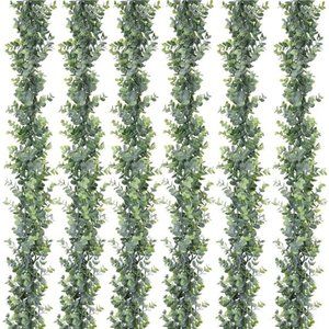 6 Pack Faux Eucalyptus Garland Plant, Artificial Vines Hanging Eucalyptus Leaves